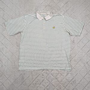 Vintage Masters Shirt Mens XL White Green Stripe Polo Augusta National Golf